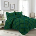 thumbnail image 1 of 1 Piece Luxury Two Tone Diamond Ruffle Pattern Comforter Super Soft, All Season 800 Thread Count, 100% Egyptian Cotton, Oversized Super King Size Green-Teal Color, 1 of 4