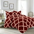 thumbnail image 1 of 1 Piece Luxury Two Tone Diamond Ruffle Pattern Comforter Super Soft, All Season 800 Thread Count, 100% Egyptian Cotton, Super King Size Burgundy-Peach Color, 1 of 4