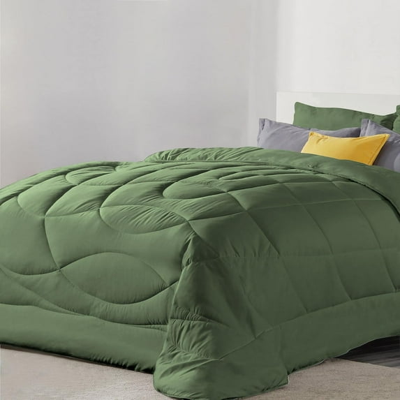 1 Piece Luxury U Shape Pattern Comforter By D.N.G. BEDDINGS Premium Super Soft, 1000 Thread Count 100% Egyptian Cotton Oversized Super King Size Moss Color