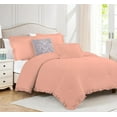 thumbnail image 1 of 1 Piece Luxury Vintage Ruffle Pattern Comforter By D.N.G. BEDDINGS Premium Super Soft, All Season, 800 Thread Count 100% Egyptian Cotton Oversized Super King Size Peach Color, 1 of 8