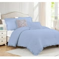 thumbnail image 1 of 1 Piece Luxury Vintage Ruffle Pattern Comforter By D.N.G. BEDDINGS Premium Super Soft, All Season, 800 Thread Count 100% Egyptian Cotton Super King Size Light Blue Color, 1 of 8