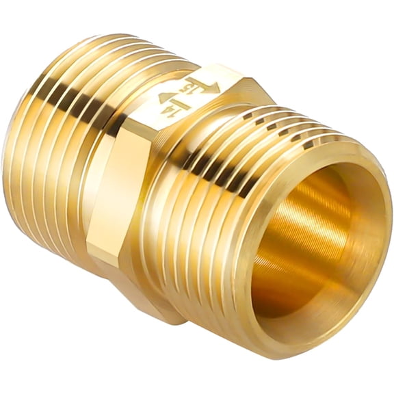 1 Piece M22 15mm To 14mm Male Pressure Washer Coupler 4500 PSI Brass Adapter Compatible With Sun Joe