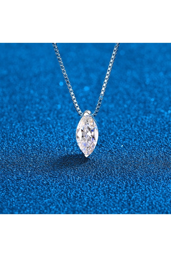 1 Piece Marquise Cut Moissanite Pendant Necklace for Women 925 Sterling Silver, 1.0CT, 5x10MM, Hypoallergenic, Ideal Gift for Anniversary, Birthday, and Valentines Day