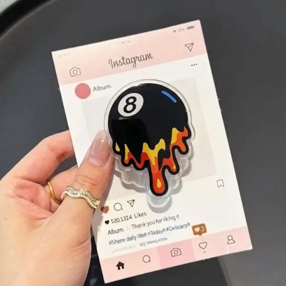 1 Piece Melting 8 Ball Magnetic Phone Grip, Streetwear Aesthetic Phone Grip, Dripping Pool Ball Phone Stand, Hypebeast Graphic Accessory, Cool 8-Ball Fan Gift