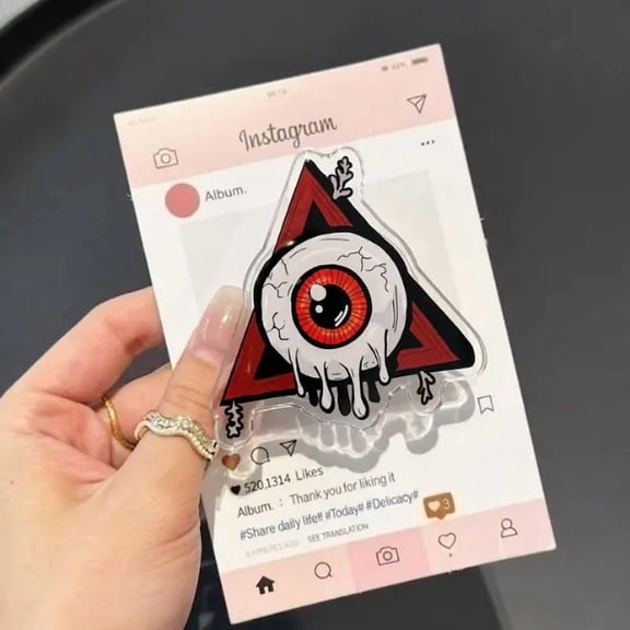 1 Piece Melting Red Eye Magnetic Phone Grip, All-Seeing Eye Triangle Phone Grip, Creepy Horror Aesthetic Phone Stand, Edgy Gothic Accessory Gift