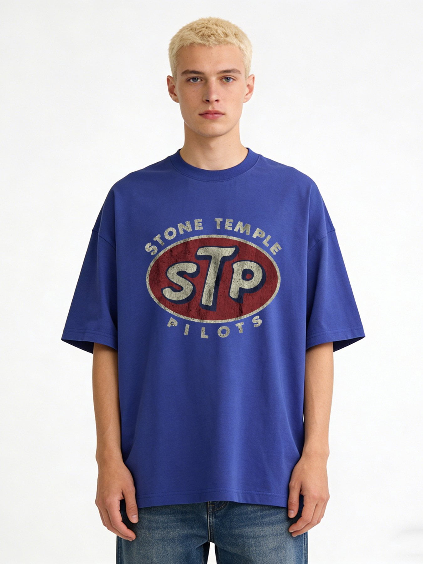1 Piece Men's Retro STP Stone Temple Pilots Pattern T-Shirt - Casual ...