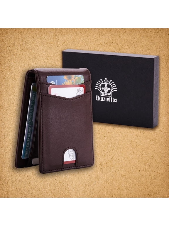 1 Piece Men's Slim Wallet, Microfiber Billfold, Shielded Bifold Credit Card Holder