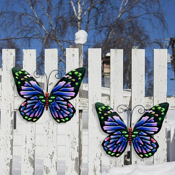 1 Piece Metal Butterfly Wall Decor Art Outdoor Outside Indoor Garden Patio Yard Fence 3D Colored Metal Butterflies Sculpture Wall Art / Outdoor Wall Decor