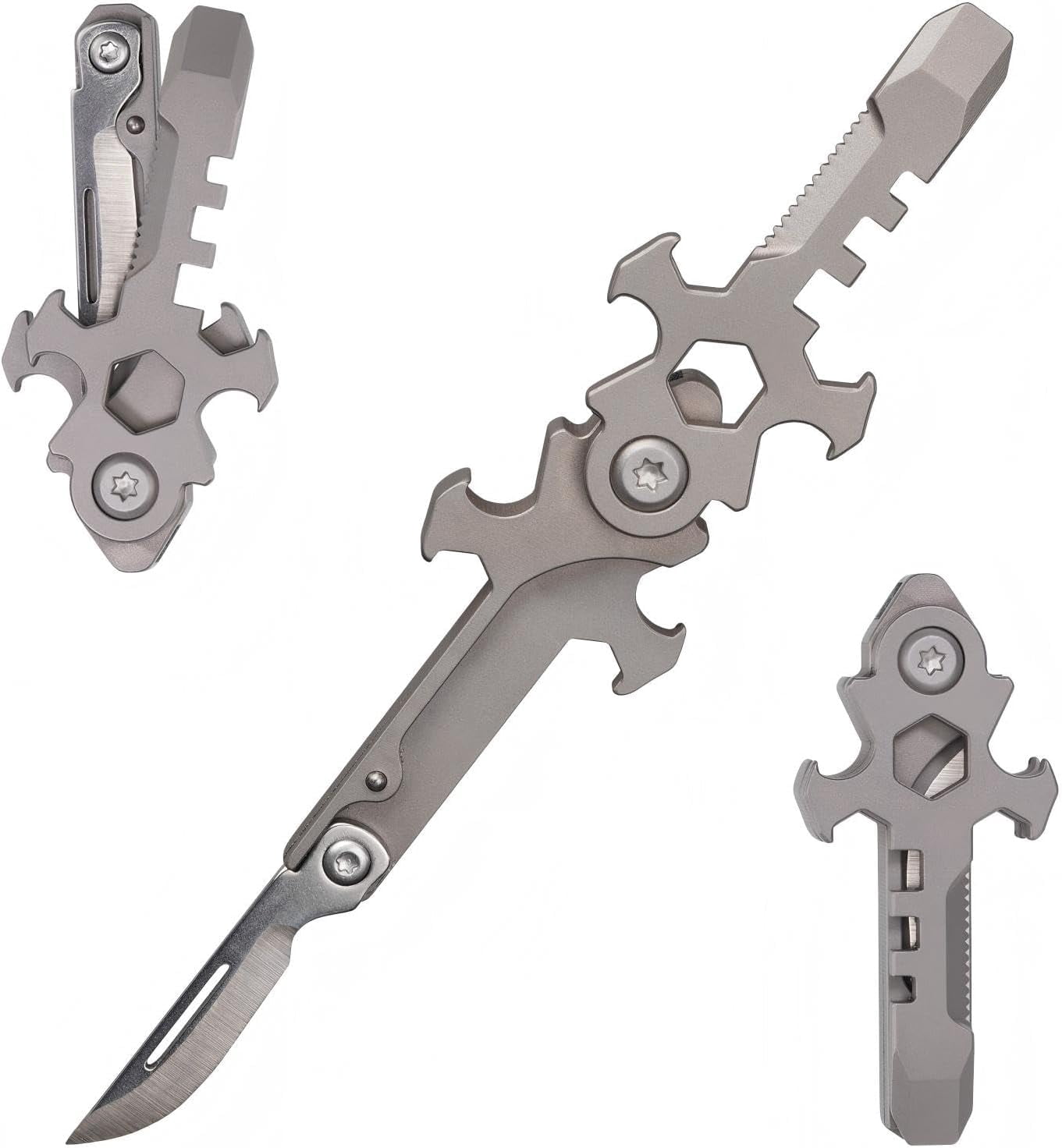 1 Piece Mini Pocket 7-In-1 Titanium Multitool Tool Mini Size Allows Easy Carrying for Quick Access