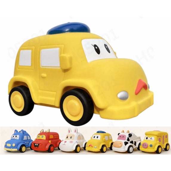 1 Piece Mini Pull – 2026 New Cartoon Animal Friction Car Toys, Soft Rubber Cute Inertia Vehicle Set, Baby Toddler Early Learning Play Cars– 1 Year +, Boys Birthday Gifts
