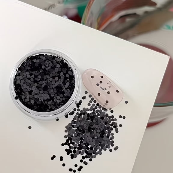 1 Piece Mini Small Dot Manicure Sequins Simple Black Laser Powder Small Sequins Glitter Flow Linen Fine Glitter Manicure Material for Nail Salons