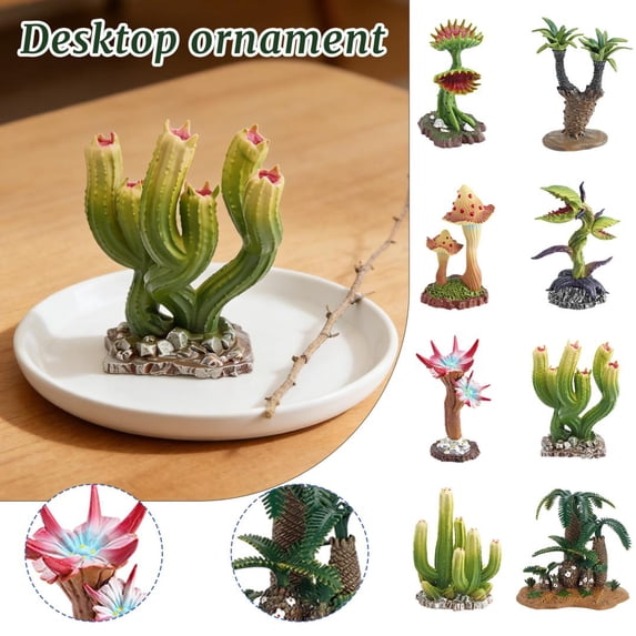 1-Piece Miniature Wild Plant Figurines, Realistic Desert Plant Models With Textured Details, Decorative Desktop Sandscape Ornaments For Home Office, Living Room, Shelf