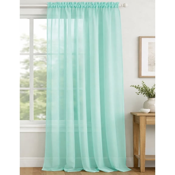 1 Piece Mint Sheer Rod Pocket Window Curtain Panel - 90" Inches Long
