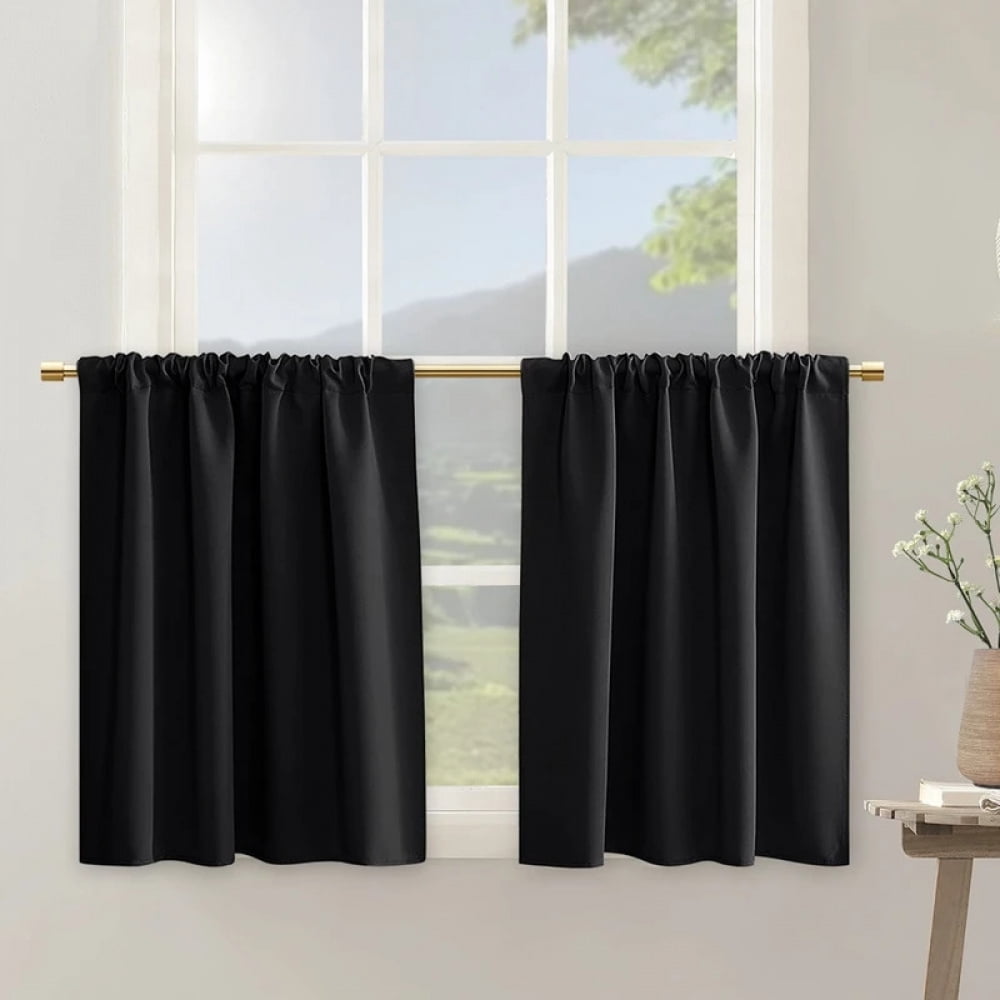 1 Piece Modern Black Kitchen Curtain Window Short Cabinet Blackout ...