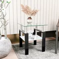 thumbnail image 1 of 1-Piece Modern Tempered Glass Tea Table Coffee Table End Table, Square Table for Living Room, Transparent/Black, 1 of 1