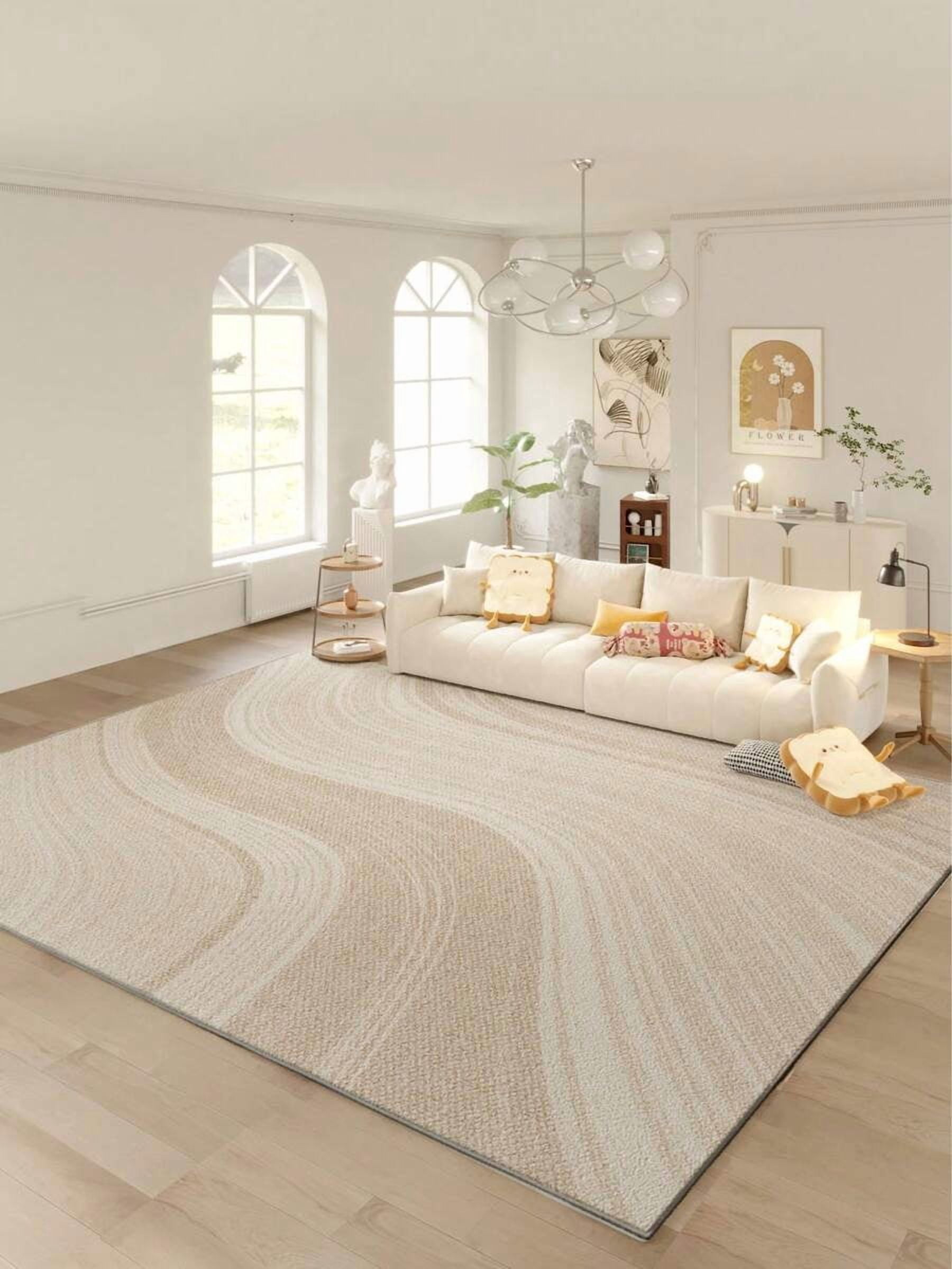 Beige Ripple Rug 1 Piece Of Beige Living Room Large Rugs, Abstract Lines And Modern ...