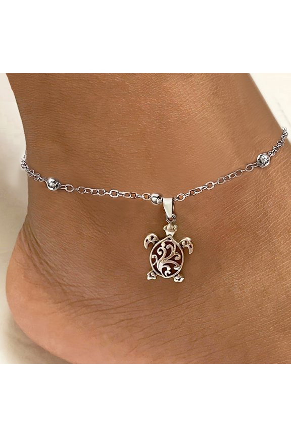 1 Piece Of Golden Turtle Bead Anklet For Women A Stylish Beach Foot Chain1 Piece Of Golden Turtle Bead Anklet For Women A Stylish Beach Foot Chain
