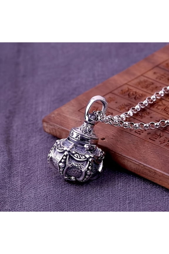 1 Piece Of Vintage Openable Perfume Bottle Copper Pendant Necklace Classic Style Jewelry Gift For Men And Women Punk,Silvery