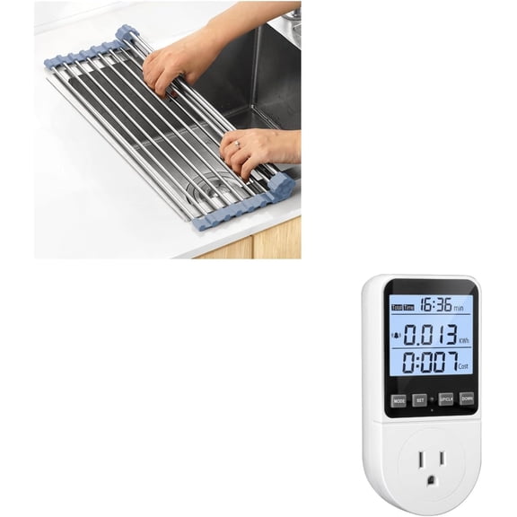 1 Piece Over The Sink Dish Drying Rack With Upgraded Watt Power Meter Plug Energy Monitor