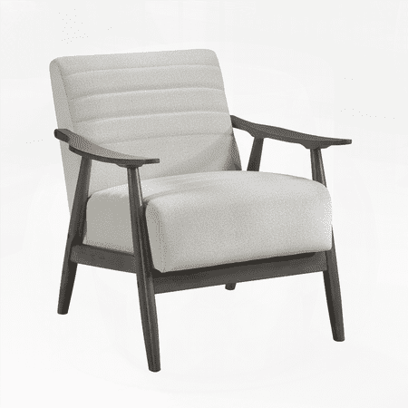 1-Piece Pearl-hued Fabric Accent Chair with Dark Gray Solid Wood Frame - Casual Transitional Style