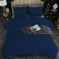 thumbnail image 1 of 1 Pcs Pinch Pleated Duvet Cover 100% Egyptian Cotton 1000 Thread Count with Zipper Closure & Corner Ties Pintuck Bedding Duvet Cover - Full/Queen Size (90" x 90") Inch, Navy Blue, 1 of 7