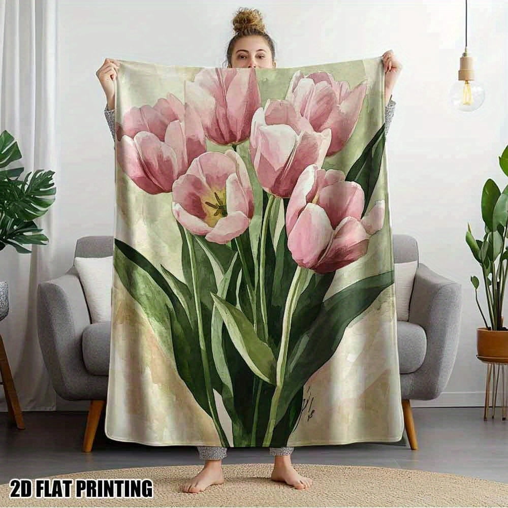 Fancy Tulips (Cottage Pink) Everything Blanket main image 0