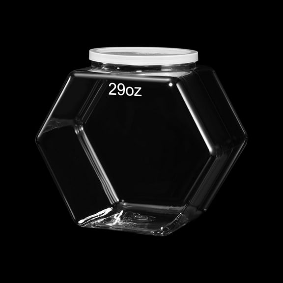 1 Piece Plastic Candy Jar with Lid Cookie Clear Hexagonal Fish Bowls Containers for Snacks, Dog Food, Desk Pet, Craft and Sewing Supplies, Coffee Pod, Laundry Pod Stora Display(29 oz)