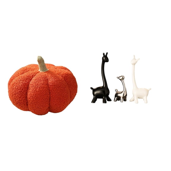 1 Piece Pumpkin Pillow Elk Statue Giraffe Ornament Plush Ceramic Decorative Bed Cushion for Family House Room