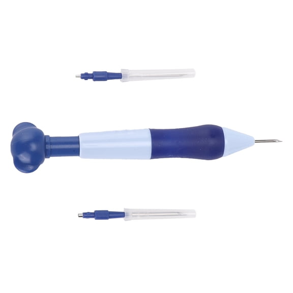1-Set Punch Needle Tool with 2 Iron Needles & Wires, ABS Handle Embroidery Kit for DIY Knitting and Handmade Crafts plastic abs Handle