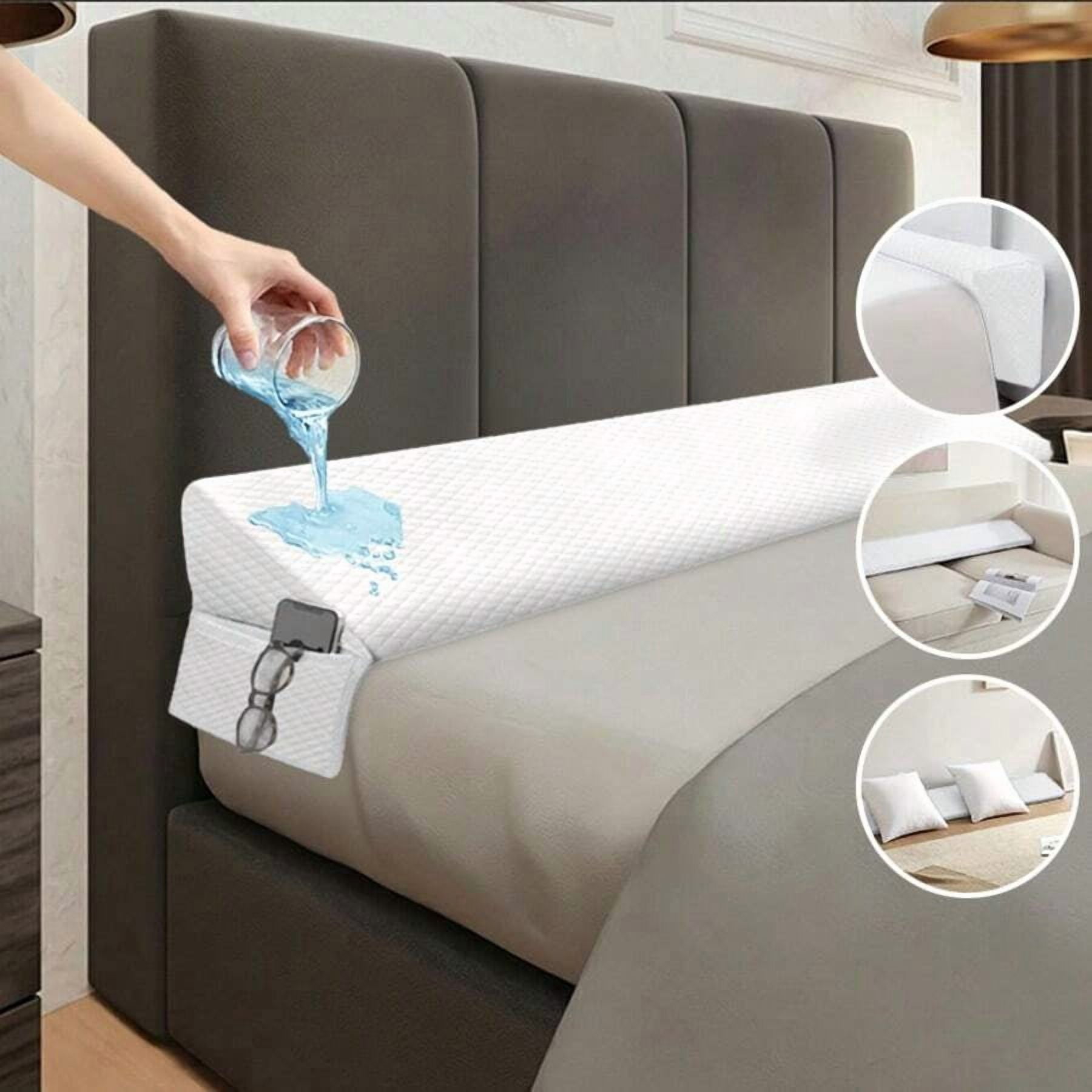 1 Piece Queen Size Bed Wedge Pillow - Foldable -Filled Adjustable Mattress Wedge (0-7" Height) | Gap Filler & Headboard Cushion, Gray Bed Wedge For Queen Beds, Spinal Alignment Aid, Fits Single/