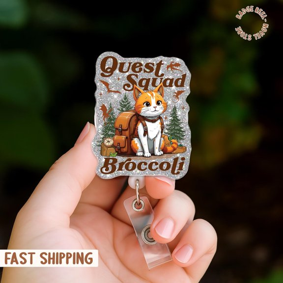 1 Piece Quest Squad Broccoli Dragon Rider Fantasy Badge Reel, Dragon Rider Fantasy Dragon Badge Reel, Book Lover Gift, ID Holder, Badge Clip for Reader, Fantasy Dragon