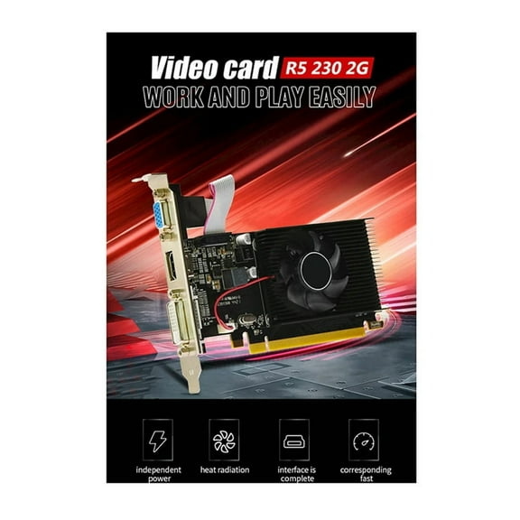 1 Piece R5 230 2GB GDDR3 Graphics Card 625 MHZ 1066 MHZ 64 Bit 40 Nm 6 Pin 1920X1080 Video Card Black