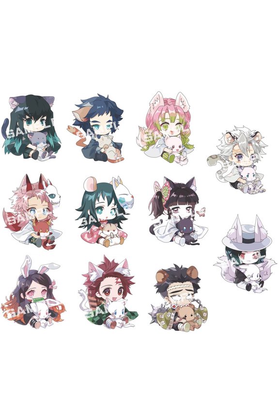 1 Piece RANDOM ZILEFSILK 11PCS Cute Anime Samurai Anime Keychain Acrylic Key Chain Figure Set Merch