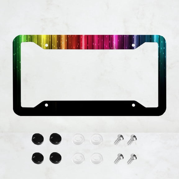 1 Piece, Rainbow Gradient Flash License Plate Frame, Fashion License Plate Frame, Interesting License Plate Frame, Front And Rear License Plate Cover, Colored License Plate, Size 12x6 Inch