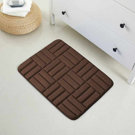 1 Piece Rectangular Color Variant Memory Foam Bathroom Rug Set Non-Slip PVC Backing