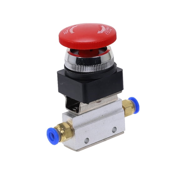 1 Piece Red Mushroom Cap Emergency stop Button Self Lock 2 Position 3 Way Air Pneumatic Mechanical Valve MOV-3 1/8" Thread