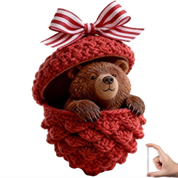 1-Piece Red Pinecone Animal Ornament, Cozy Forest Design  2D Acrylic Woodland Creature Decoration for Christmas Home Decor