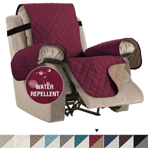 1-Piece Reversible Quilted Recliner Pet Cover Protector, (Large 91" L x 82" W, Burgundy/Tan)