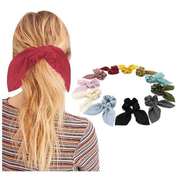 1 Piece Satin Scrunchie Bunny Ear Hair Tie Ponytail Holder for Women