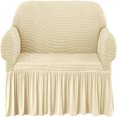 1 Piece Seersucker Sofa Slipcover with Skirt Universal Stretch Sofa