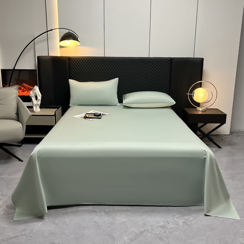 1Piece Set Cool Fabric Sheets Satin Smooth Flat Sheet Double Bed Sheet