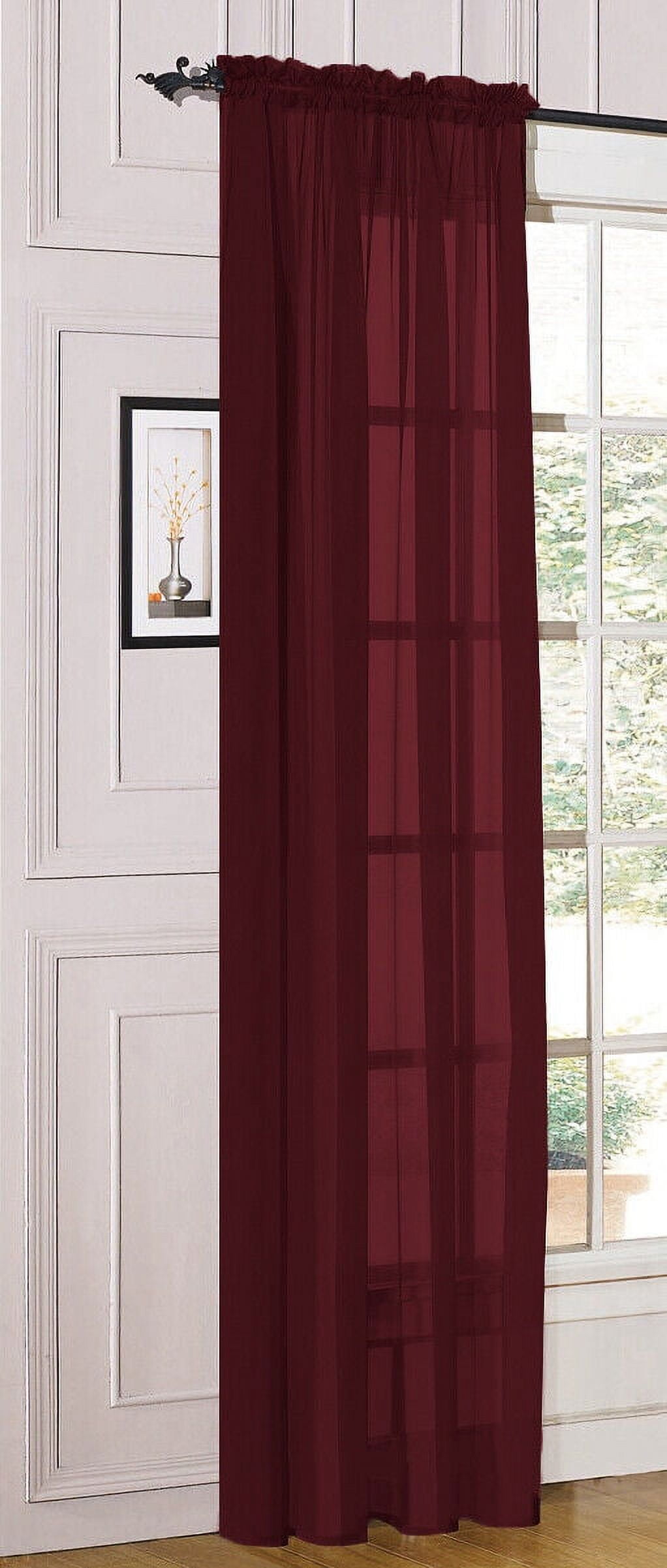 1 Piece Sheer Voile Rod Pocket Window Panel Curtain Drapes Many Sizes ...