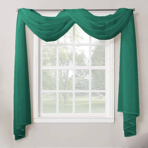 1 Piece Sheer Voile Window Home Decor Fully Hemmed Scarf Valance Swag Topper