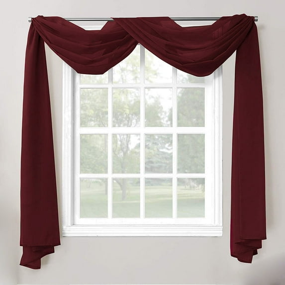 1 Piece Sheer Voile Window Home Decor Fully Hemmed Scarf Valance Swag Topper