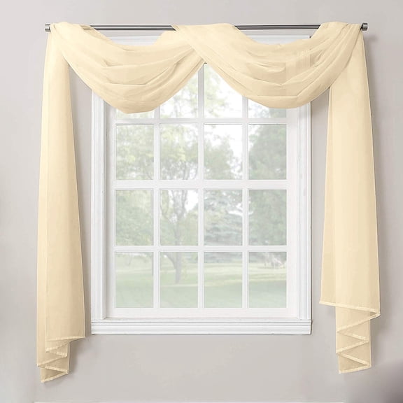1 Piece Sheer Voile Window Home Decor Fully Hemmed Scarf Valance Swag Topper