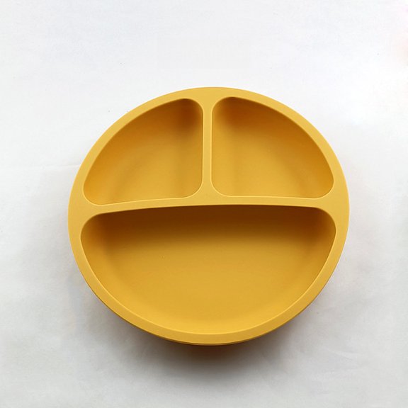 1-Piece Silicone 3-Compartment Dinner Plate - Children's Dinner Plate with Suction Cup and Divider - Baby and Infant Food Bowl