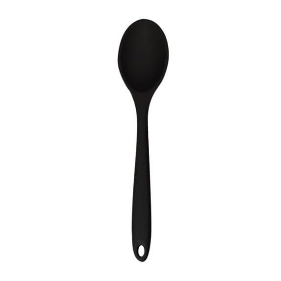 1 Piece Small Multicolored Silicone Spoons Silicone Serving Stirring Spoon for Kitchen Nonstick Cooking Baking Stirring Mixing Tools, High Heat Resistant, Cooking Baking Spoons(Black,8.1x1.8")