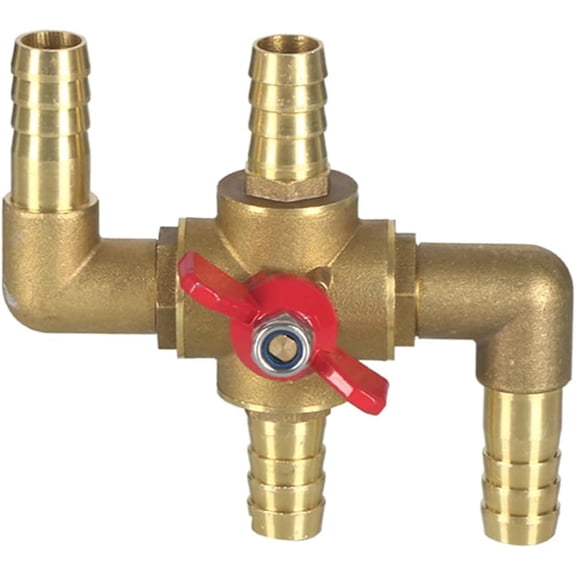 1 Piece Solid Brass Body Automobile Integrated 4 Way Heating Water Manual Control Valve 5/8 Inch Barb
