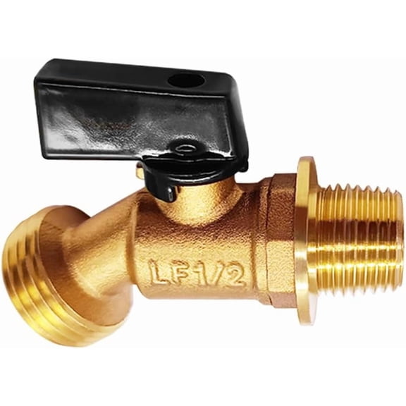 1 Piece Solid Brass Outdoor Spigot Hose Bibb Valve 1/2 Inch Male NPT Inlet to 3/4 Inch Male GHT Outlet Quarter Turn Ball Valve