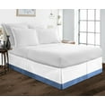 thumbnail image 1 of 1 Piece Split Corner Two Tone Tailored Bed Skirt By D.N.G. BEDDINGS, Full Size 8 Inch Deep Pocket, 800 TC, 100% Egyptian Cotton, Solid White/Medium Blue Color., 1 of 3